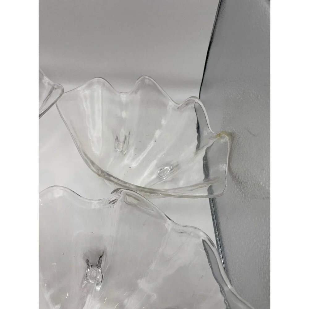 Set of 4 Small Clam Shell Style Clear Art acrylic bowl 9”Decorative Serving dish